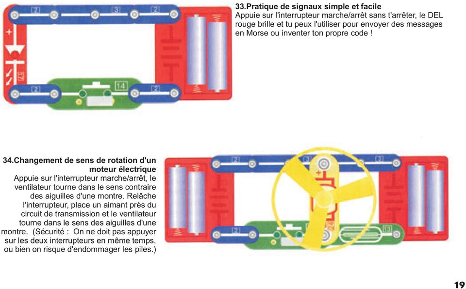 Changement de sens de rotation d'un moteur électrique Appuie sur l'interrupteur marche/arrêt, le ventilateur tourne dans le sens contraire des aiguilles