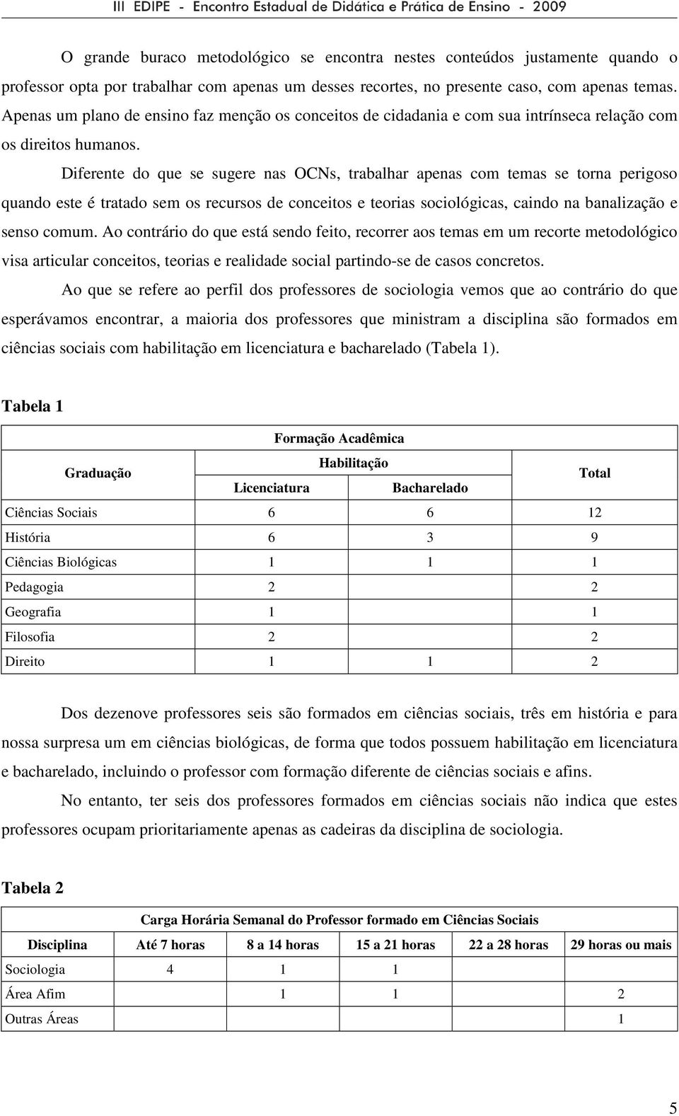 Diferente do que se sugere nas OCNs, trabalhar apenas com temas se torna perigoso quando este é tratado sem os recursos de conceitos e teorias sociológicas, caindo na banalização e senso comum.