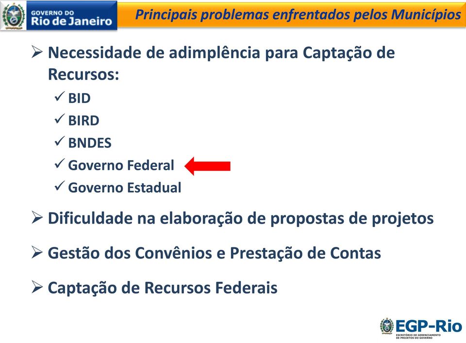 pelos Municípios Dificuldade na elaboração de propostas de projetos