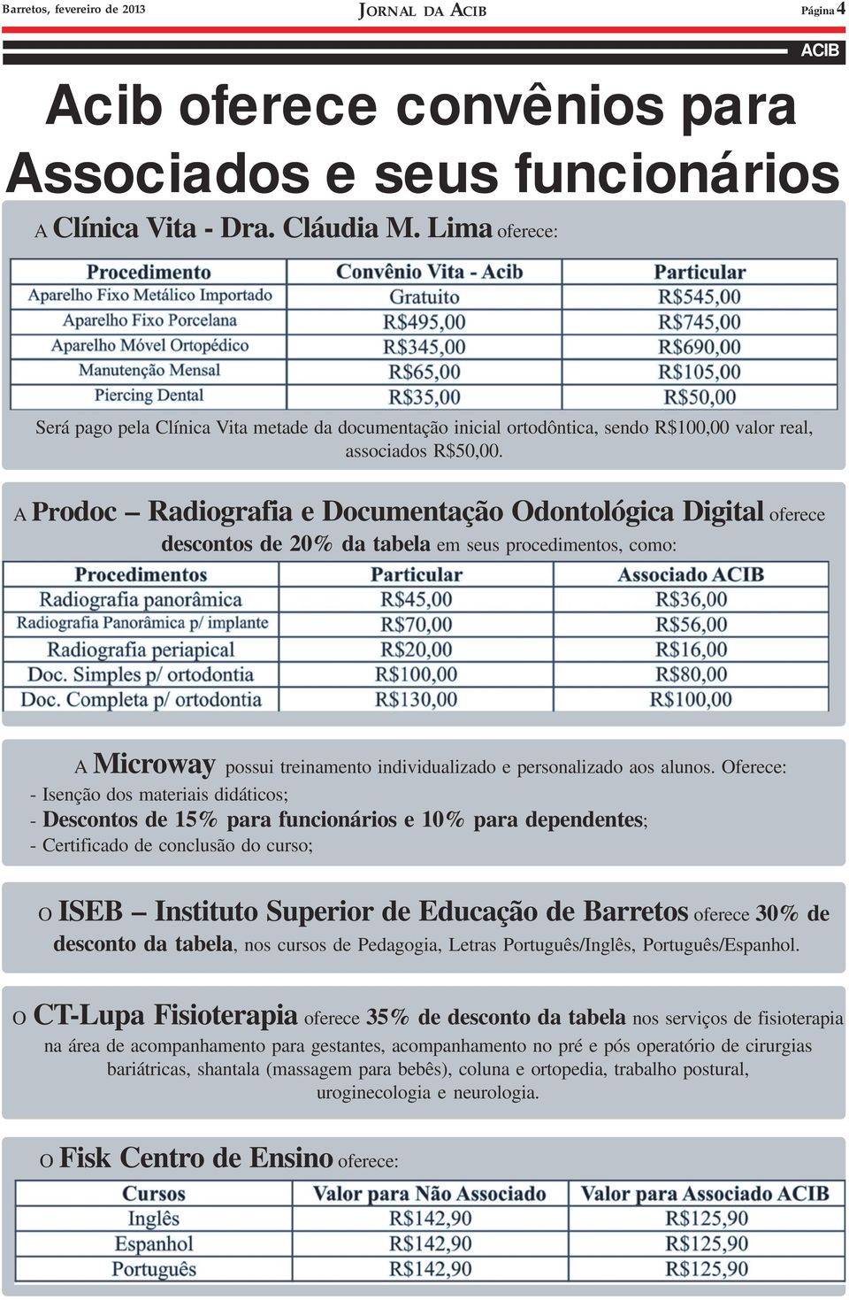 A Prodoc Radiografia e Documentação Odontológica Digital oferece descontos de 20% da tabela em seus procedimentos, como: A Microway possui treinamento individualizado e personalizado aos alunos.