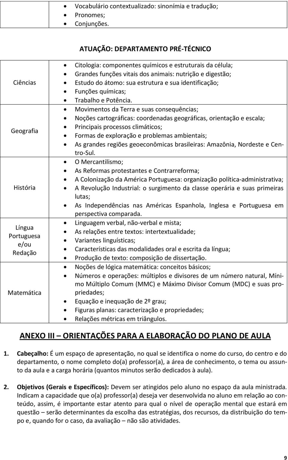 e digestão; Estudo do átomo: sua estrutura e sua identificação; Funções químicas; Trabalho e Potência.