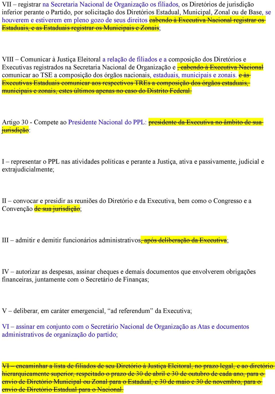 de filiados e a composição dos Diretórios e Executivas registrados na Secretaria Nacional de Organização e, cabendo à Executiva Nacional comunicar ao TSE a composição dos órgãos nacionais, estaduais,