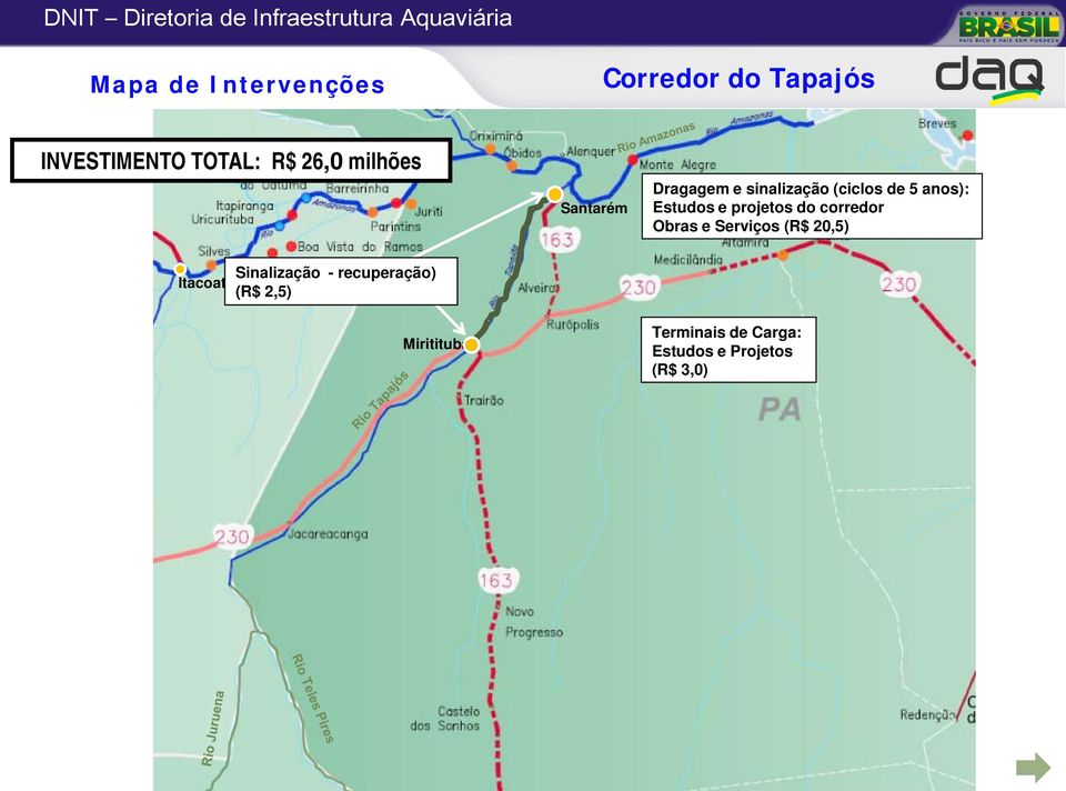 projetos do corredor Obras e Serviços (R$ 20,5) Sinalização -