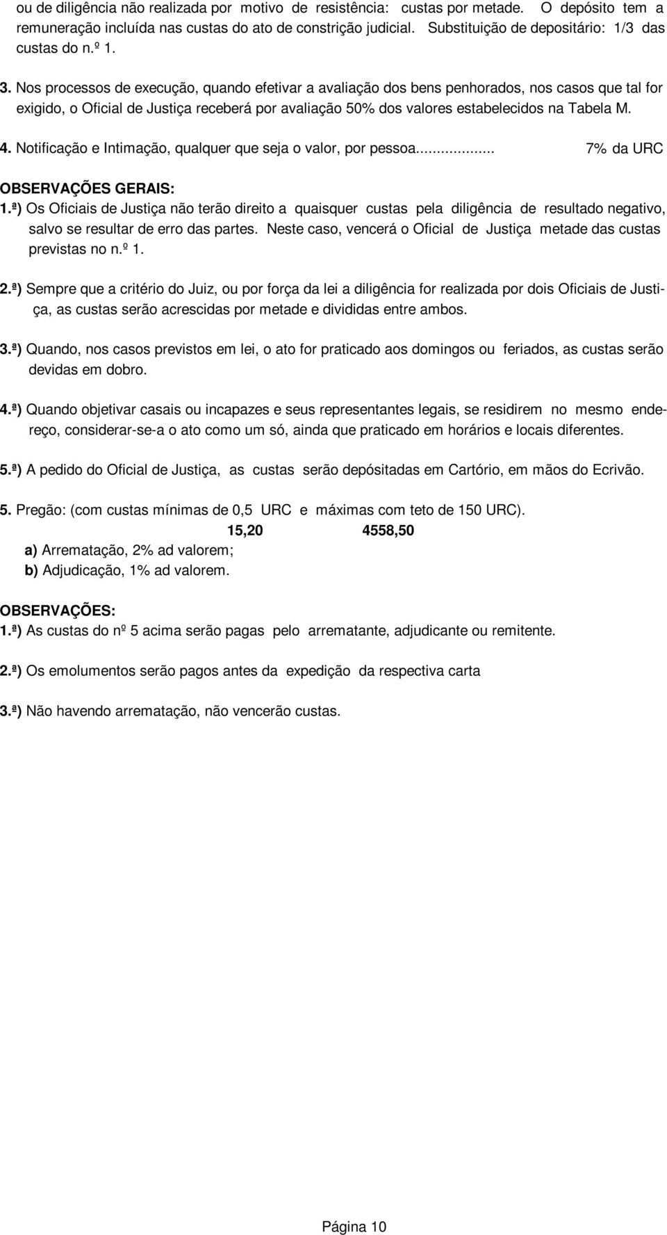 Nos processos de execução, quando efetivar a avaliação dos bens penhorados, nos casos que tal for exigido, o Oficial de Justiça receberá por avaliação 50% dos valores estabelecidos na Tabela M. 4.