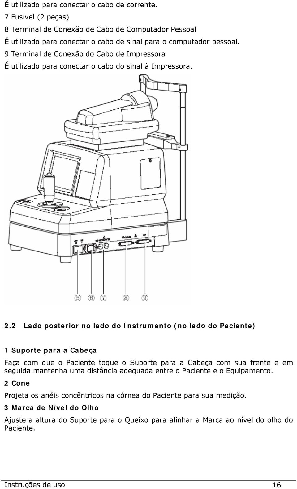 9 Terminal de Conexão do Cabo de Impressora É utilizado para conectar o cabo do sinal à Impressora. 2.