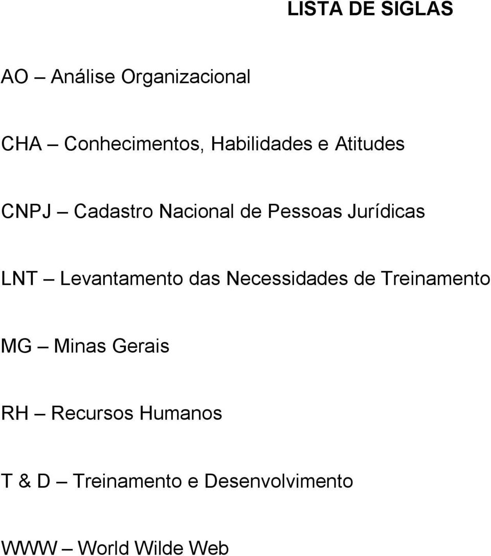 LNT Levantamento das Necessidades de Treinamento MG Minas Gerais