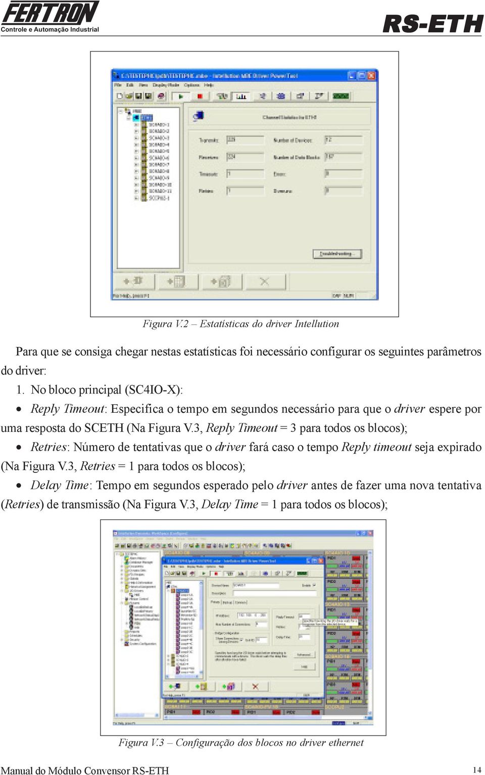 3, Reply Timeout = 3 para todos os blocos); Retries: Número de tentativas que o driver fará caso o tempo Reply timeout seja expirado (Na Figura V.