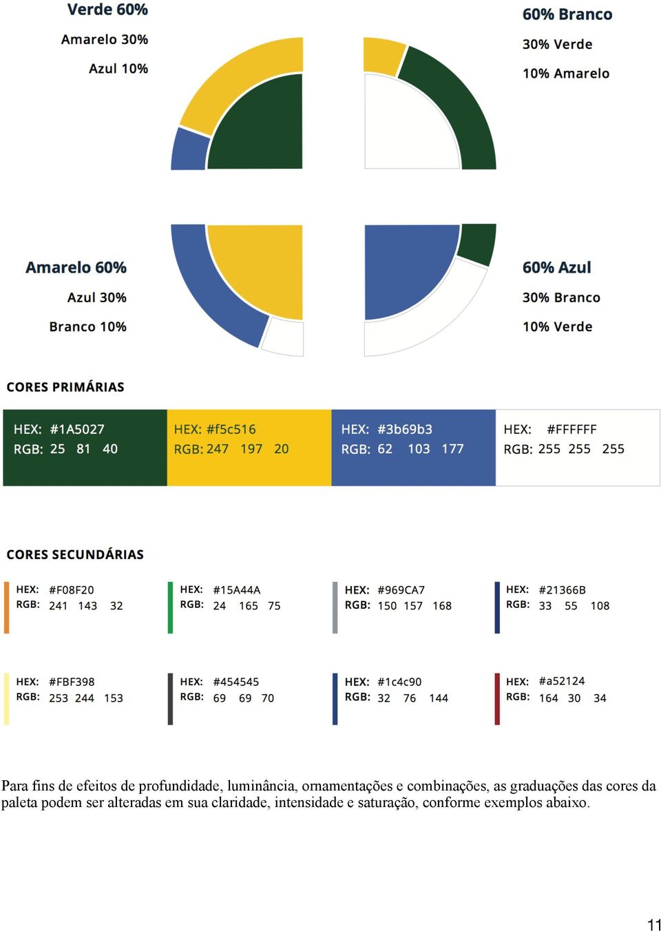 cores da paleta podem ser alteradas em sua