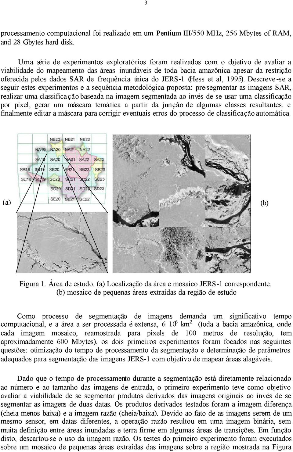 SAR de frequência única do JERS-1 (Hess et al, 1995).