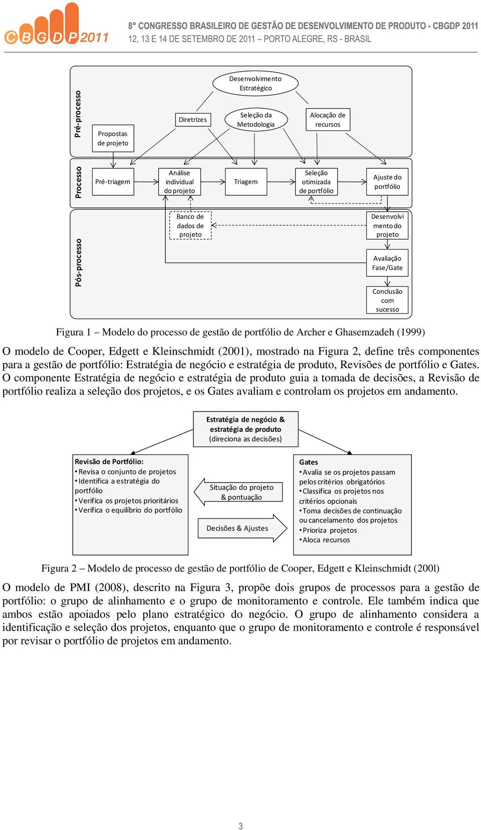 e Ghasemzadeh (1999) O modelo de Cooper, Edgett e Kleinschmidt (2001), mostrado na Figura 2, define três componentes para a gestão de portfólio: Estratégia de negócio e estratégia de produto,