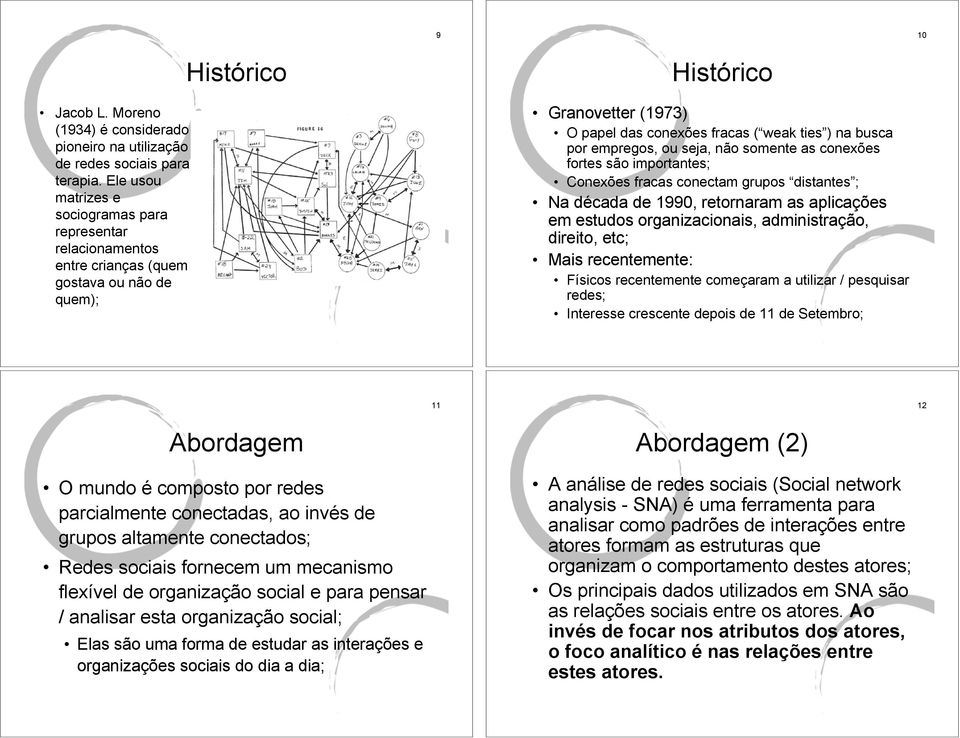 busca por empregos, ou seja, não somente as conexões fortes são importantes; Conexões fracas conectam grupos distantes ; Na década de 1990, retornaram as aplicações em estudos organizacionais,