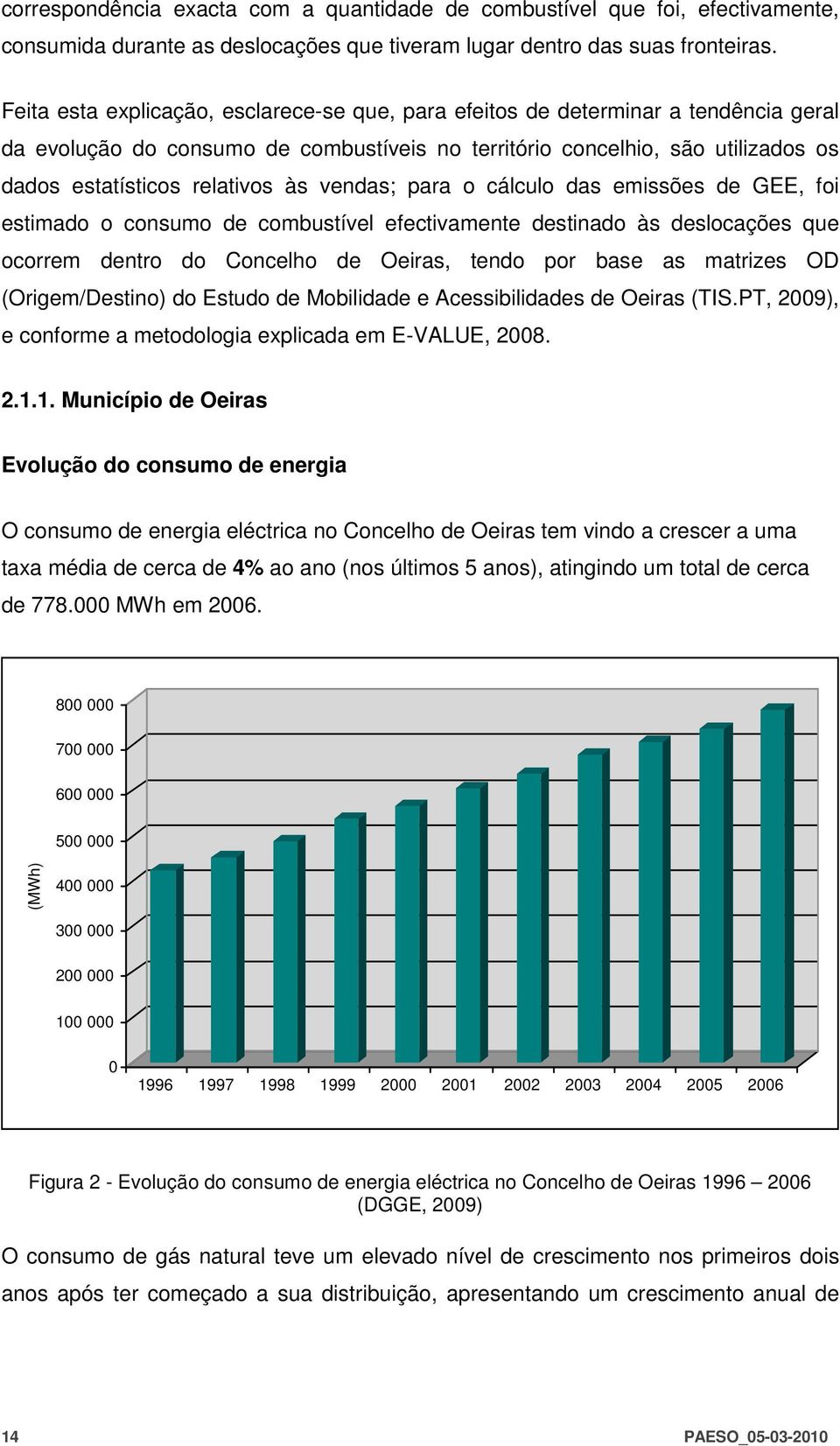 vendas; para o cálculo das emissões de GEE, foi estimado o consumo de combustível efectivamente destinado às deslocações que ocorrem dentro do Concelho de Oeiras, tendo por base as matrizes OD