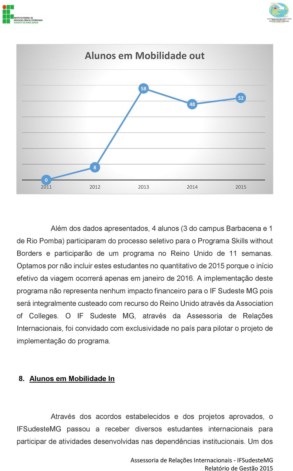 Optamos por não incluir estes estudantes no quantitativo de 2015 porque o início efetivo da viagem ocorrerá apenas em janeiro de 2016.