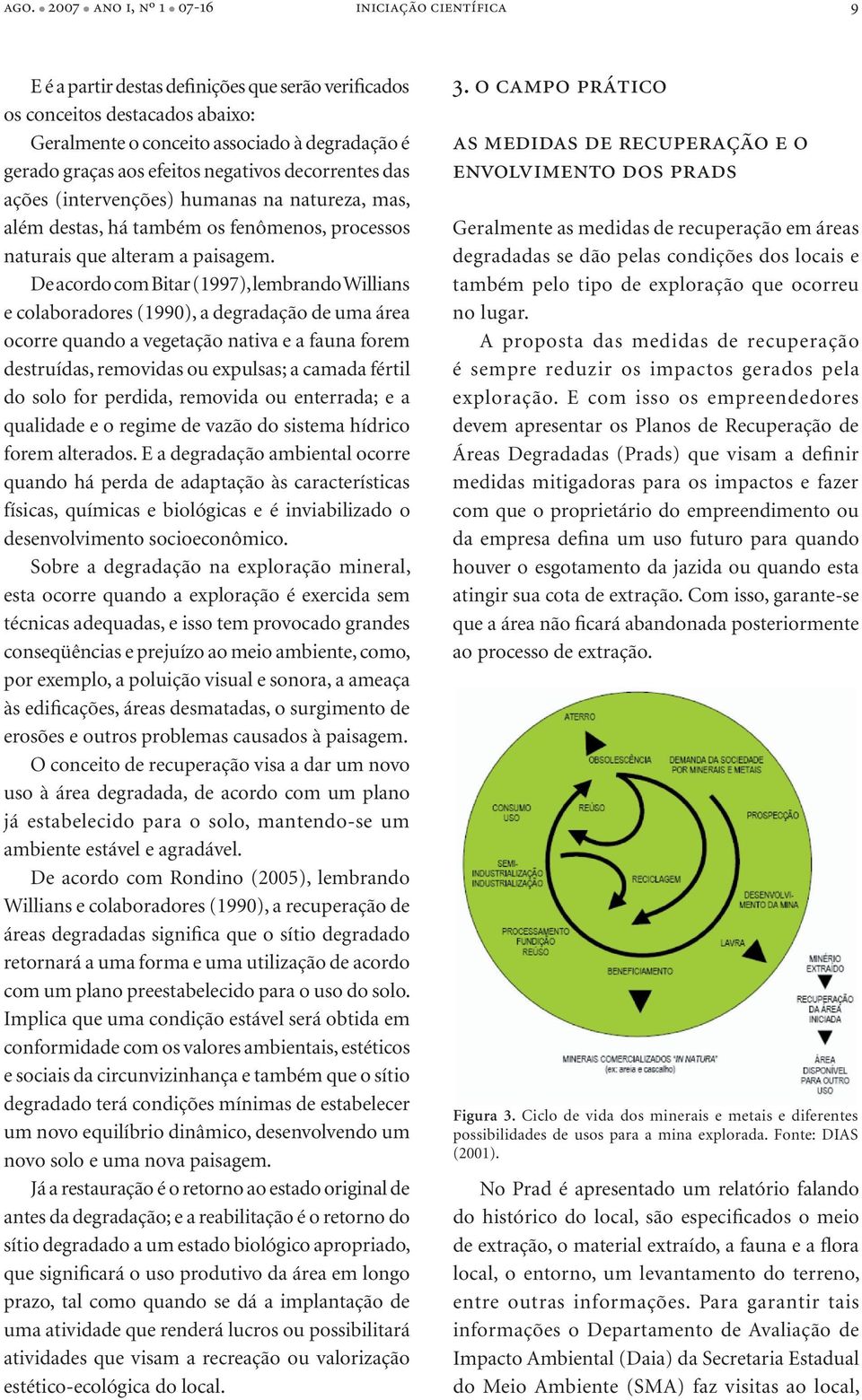 De acordo com Bitar (1997), lembrando Willians e colaboradores (1990), a degradação de uma área ocorre quando a vegetação nativa e a fauna forem destruídas, removidas ou expulsas; a camada fértil do