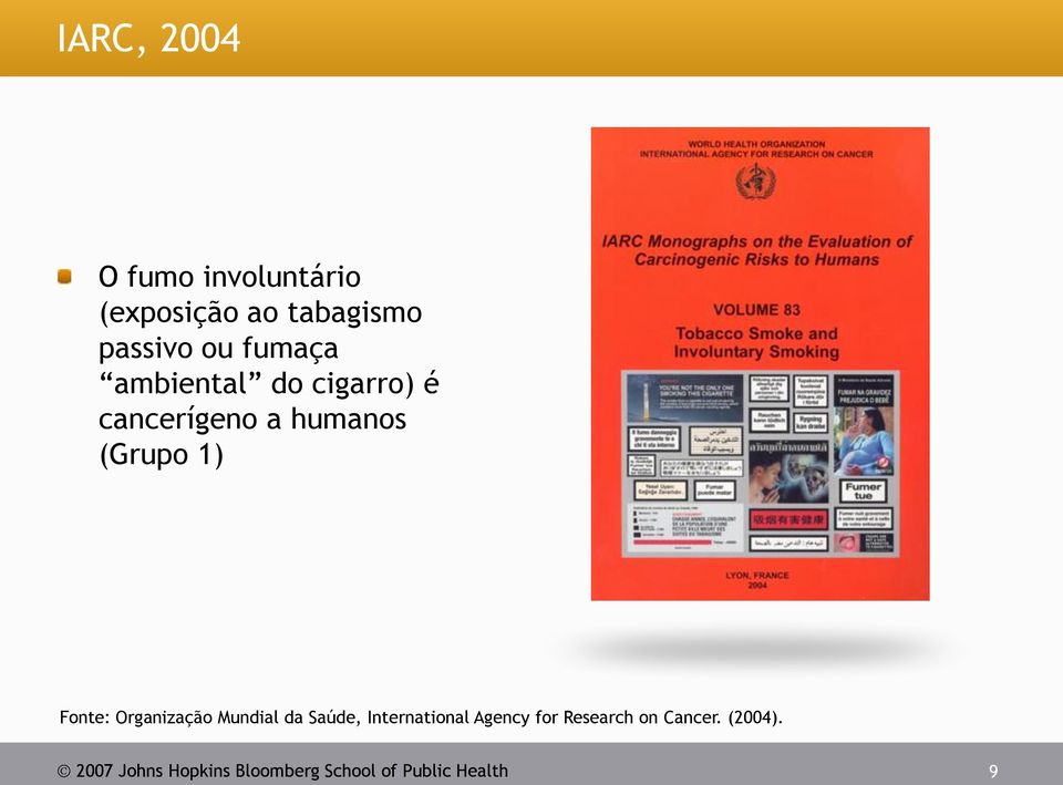 Fonte: Organização Mundial da Saúde, International Agency for