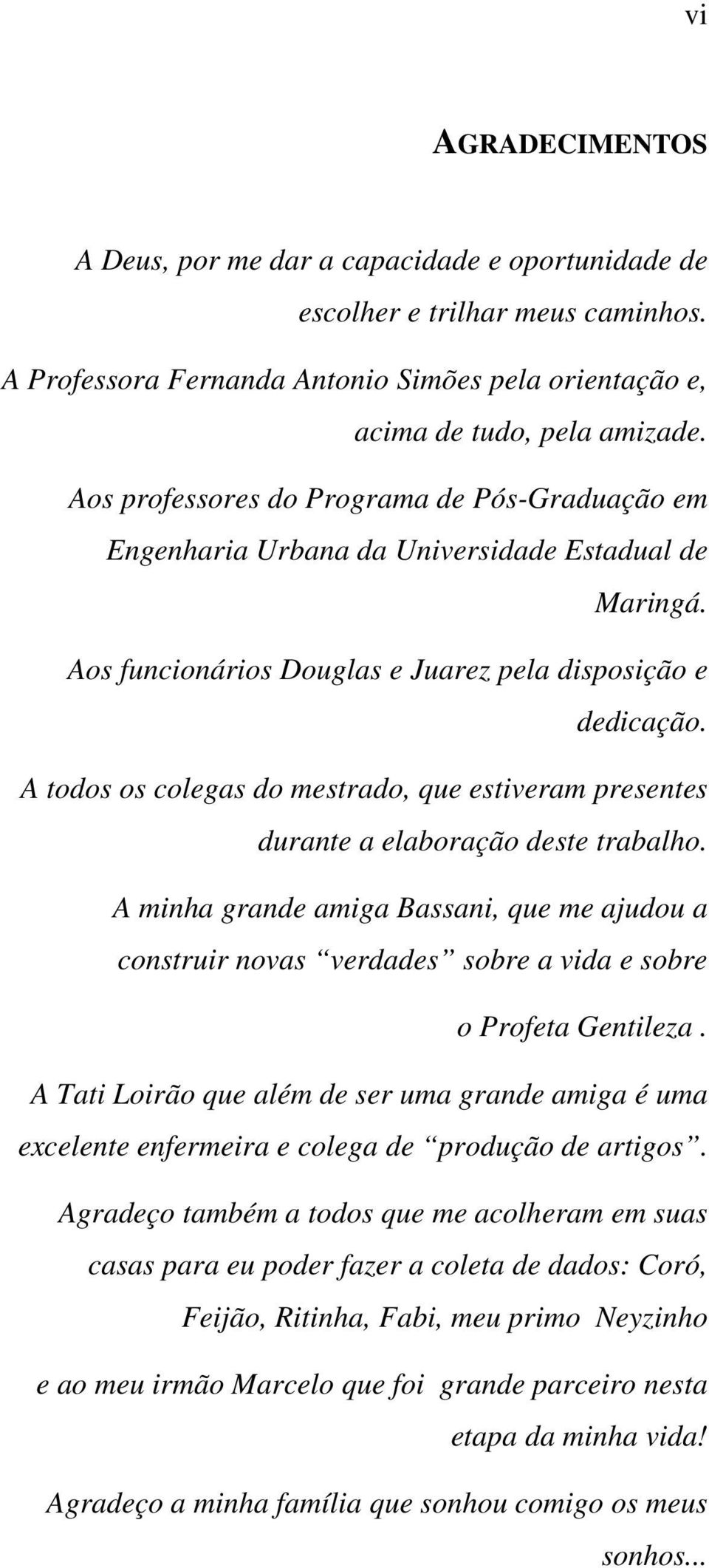 A todos os colegas do mestrado, que estiveram presentes durante a elaboração deste trabalho.