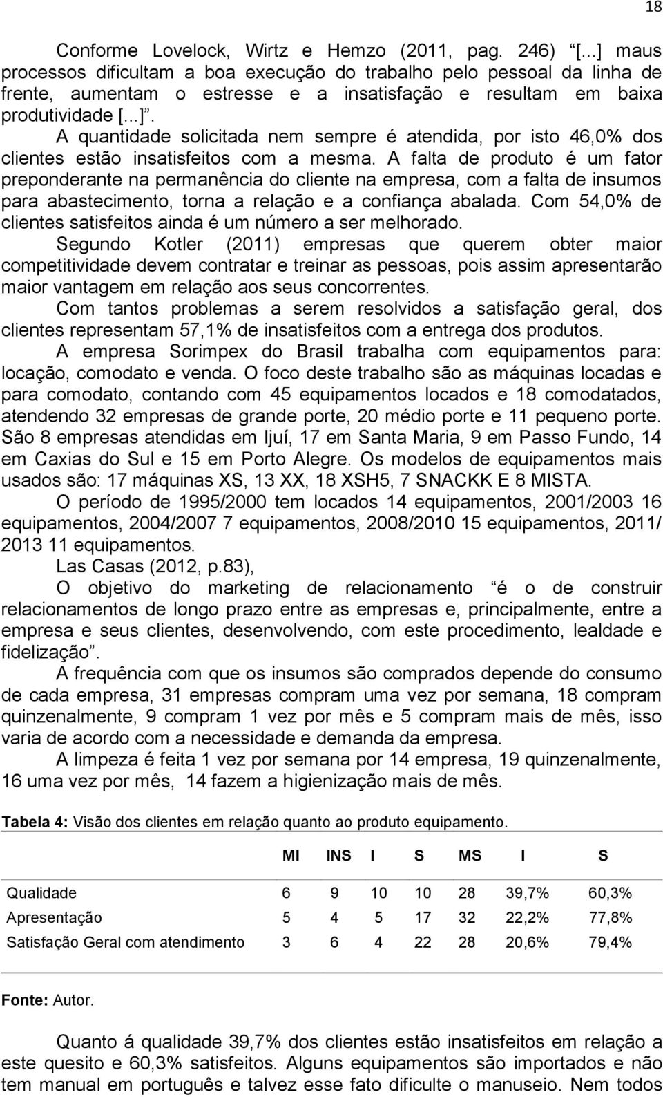 A falta de produto é um fator preponderante na permanência do cliente na empresa, com a falta de insumos para abastecimento, torna a relação e a confiança abalada.