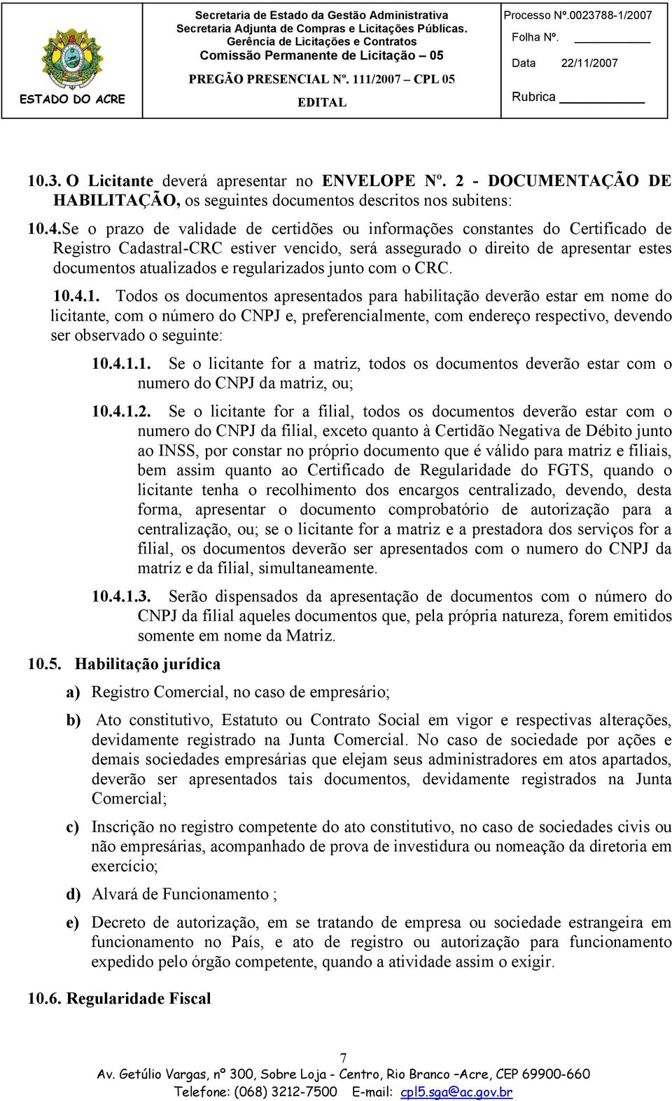 regularizados junto com o CRC. 10