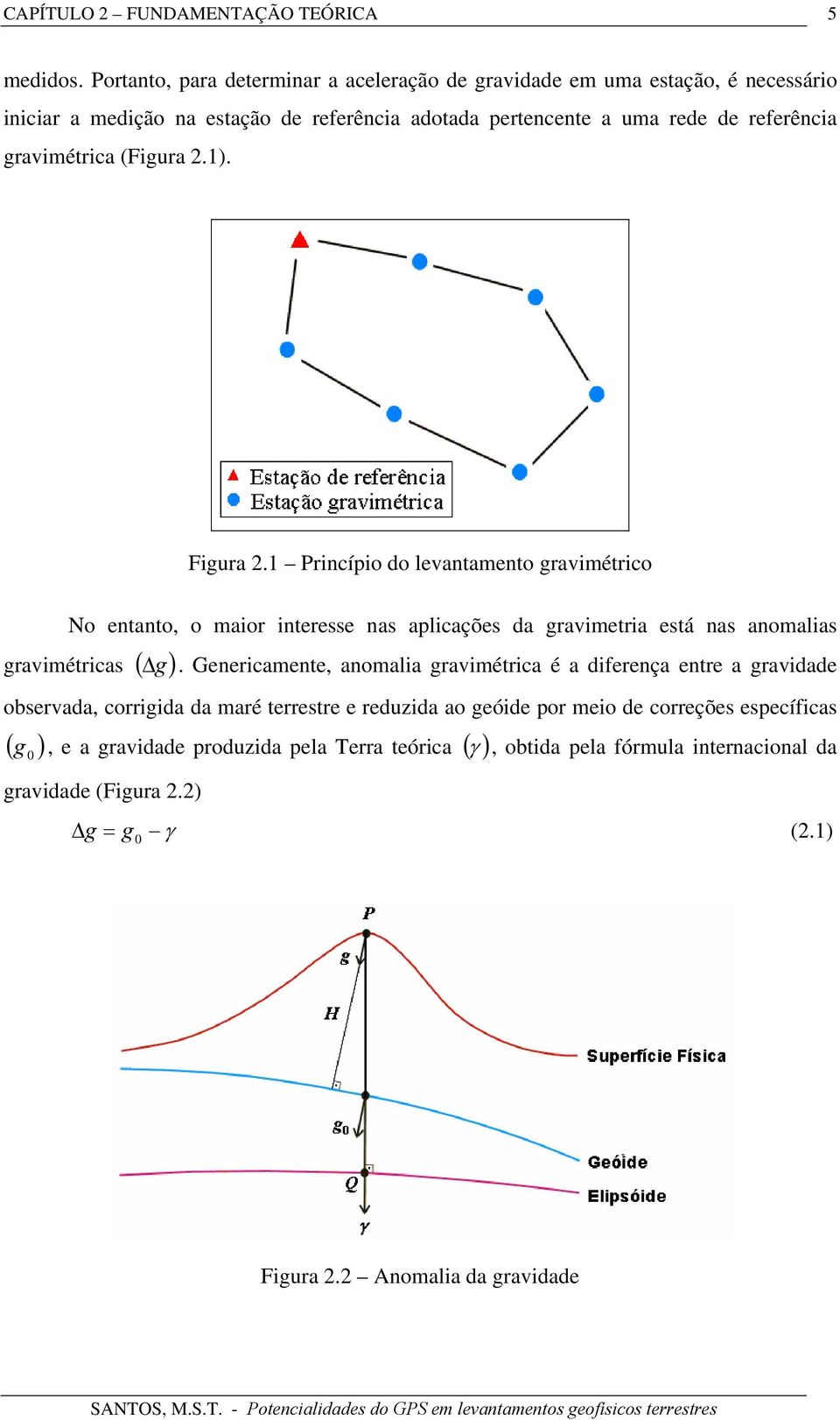 gravimétrica (Figura 2.1). Figura 2.1 Princípio do levantamento gravimétrico No entanto, o maior interesse nas aplicações da gravimetria está nas anomalias gravimétricas ( g).