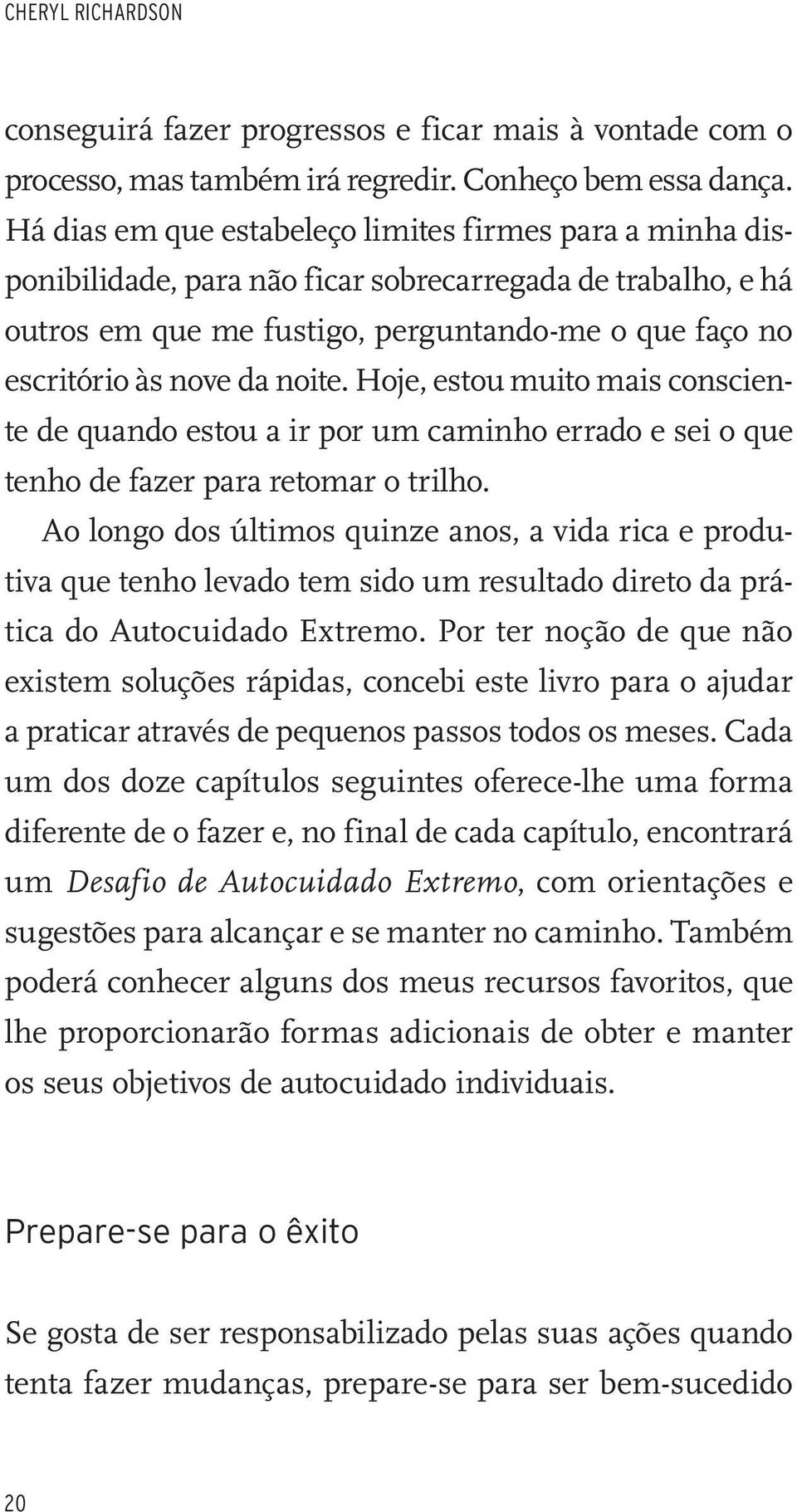 noite. Hoje, estou muito mais consciente de quando estou a ir por um caminho errado e sei o que tenho de fazer para retomar o trilho.