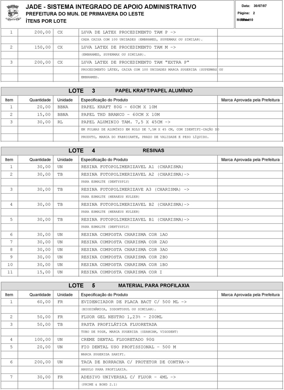 LOTE 3 PAPEL KRAFT/PAPEL ALUMÍNIO 1 20,00 BBNA PAPEL KRAFT 80G - 60CM X 10M 2 15,00 BBNA PAPEL THD BRANCO - 60CM X 10M 3 30,00 RL PAPEL ALUMINIO TAM.