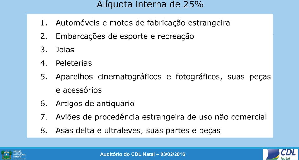 Aparelhos cinematográficos e fotográficos, suas peças e acessórios 6.