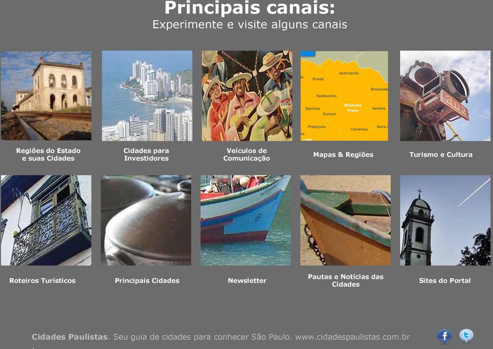 Cidades para Investidores Veículos de Comunicação Mapas & Regiões Turismo e Cultura