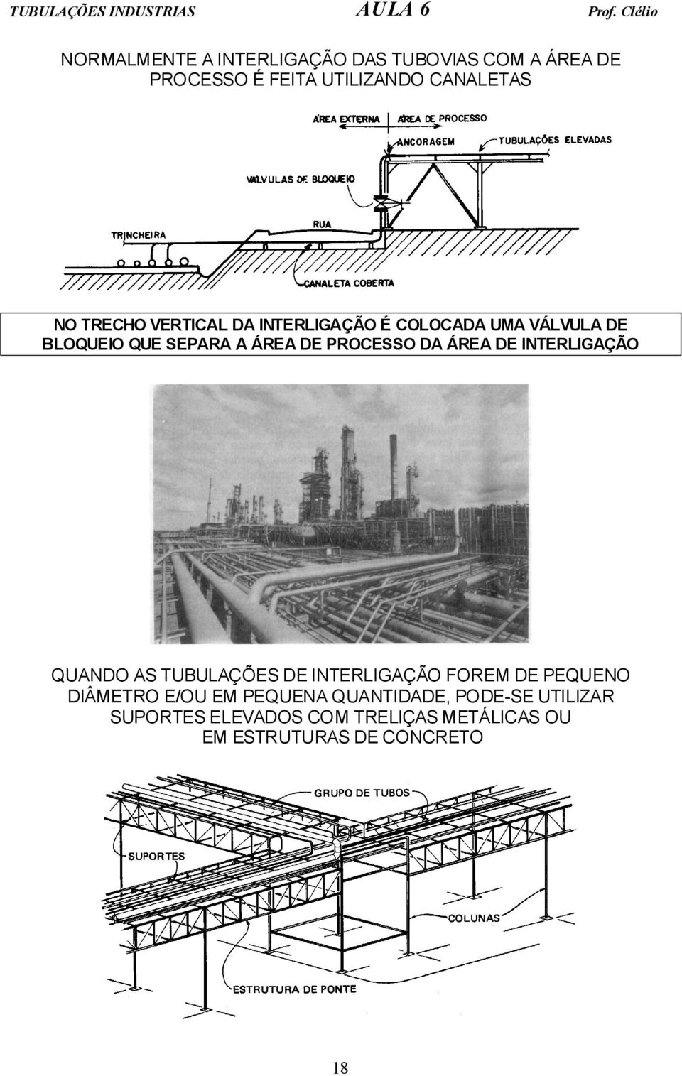 DA ÁREA DE INTERLIGAÇÃO QUANDO AS TUBULAÇÕES DE INTERLIGAÇÃO FOREM DE PEQUENO DIÂMETRO E/OU EM