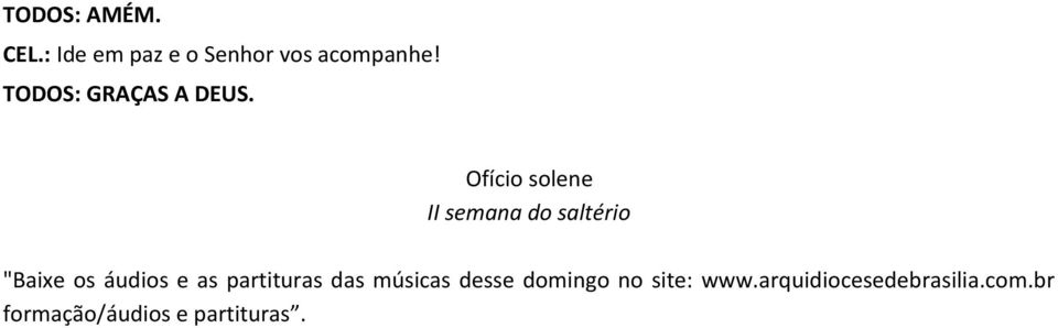 Ofício solene II semana do saltério "Baixe os áudios e as