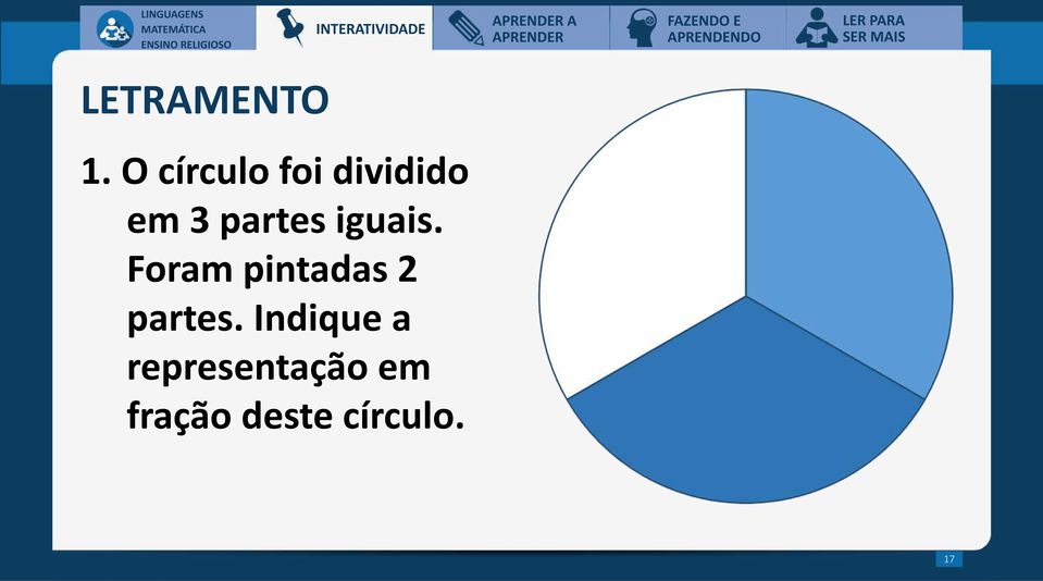 O círculo foi dividido em 3 partes iguais.