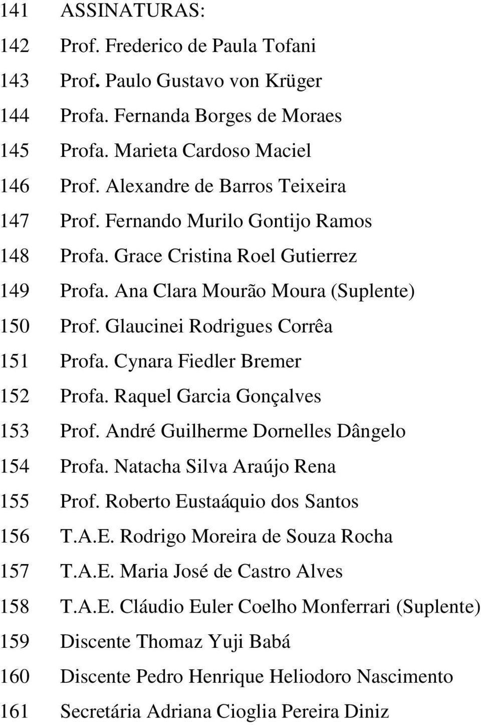 Glaucinei Rodrigues Corrêa Profa. Cynara Fiedler Bremer Profa. Raquel Garcia Gonçalves Prof. André Guilherme Dornelles Dângelo Profa. Natacha Silva Araújo Rena Prof. Roberto Eu