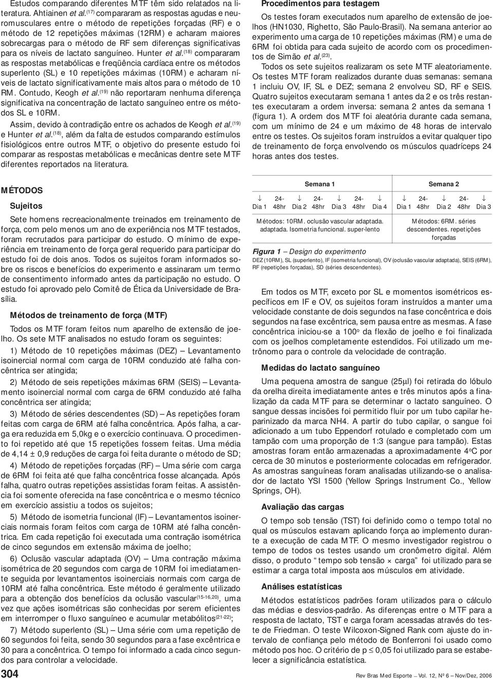 diferenças significativas para os níveis de lactato sanguíneo. Hunter et al.