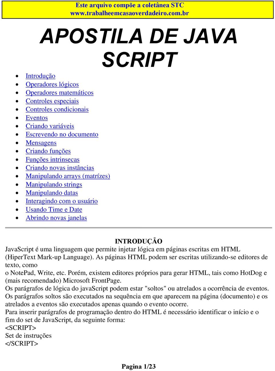 JavaScript é uma linguagem que permite injetar lógica em páginas escritas em HTML (HiperText Mark-up Language).