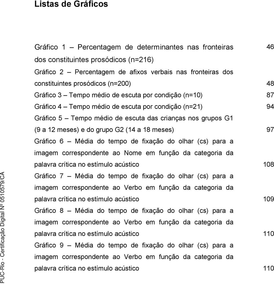 grupo G2 (14 a 18 meses) 97 Gráfico 6 Média do tempo de fixação do olhar (cs) para a imagem correspondente ao Nome em função da categoria da palavra crítica no estímulo acústico 108 Gráfico 7 Média