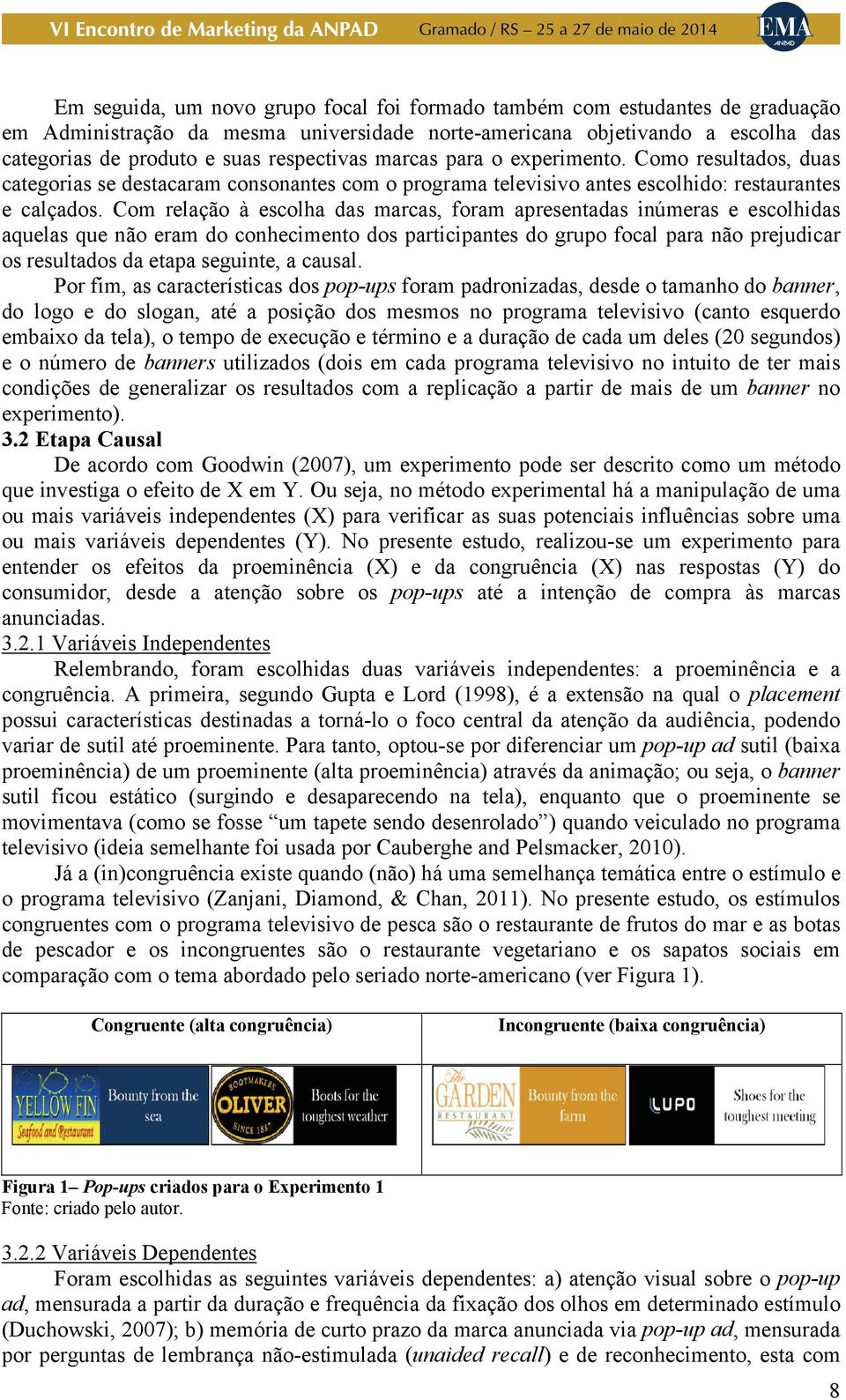 Com relação à escolha das marcas, foram apresentadas inúmeras e escolhidas aquelas que não eram do conhecimento dos participantes do grupo focal para não prejudicar os resultados da etapa seguinte, a