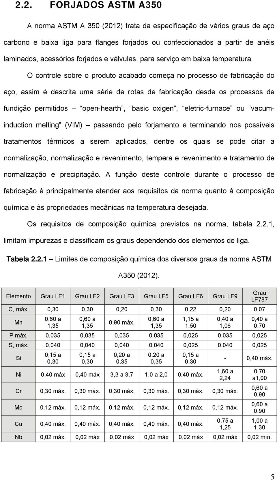 O controle sobre o produto acabado começa no processo de fabricação do aço, assim é descrita uma série de rotas de fabricação desde os processos de fundição permitidos open-hearth, basic oxigen,