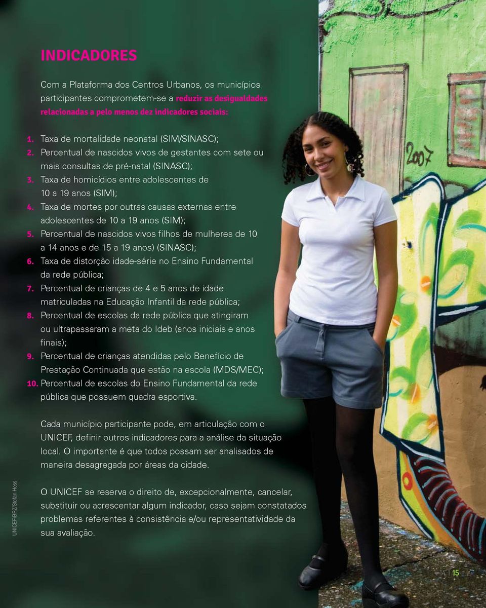 Taxa de homicídios entre adolescentes de 10 a 19 anos (SIM); 4. Taxa de mortes por outras causas externas entre adolescentes de 10 a 19 anos (SIM); 5.