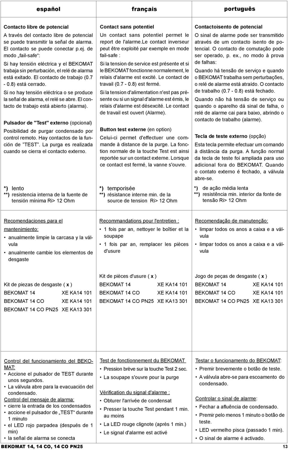 Si no hay tensión eléctrica o se produce la señal de alarma, el relé se abre. El contacto de trabajo está abierto (alarma).