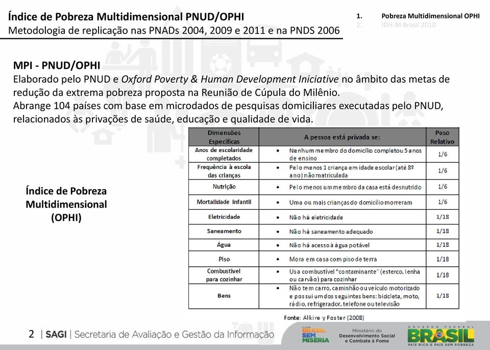 Abrange 104 países com base em microdados de pesquisas domiciliares executadas pelo PNUD,