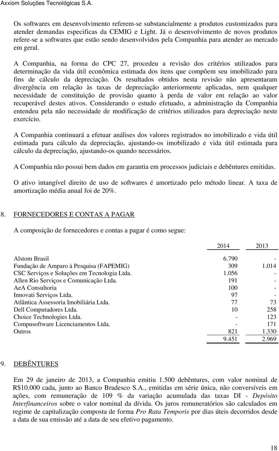 A Companhia, na forma do CPC 27, procedeu a revisão dos critérios utilizados para determinação da vida útil econômica estimada dos itens que compõem seu imobilizado para fins de cálculo da