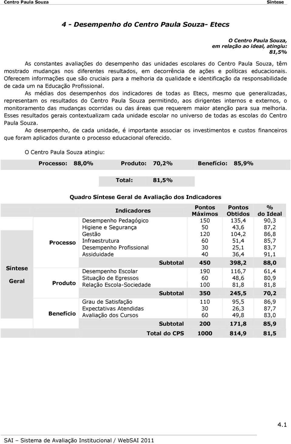 Oferecem informações que são cruciais para a melhoria da qualidade e identificação da responsabilidade de cada um na Educação Profissional.