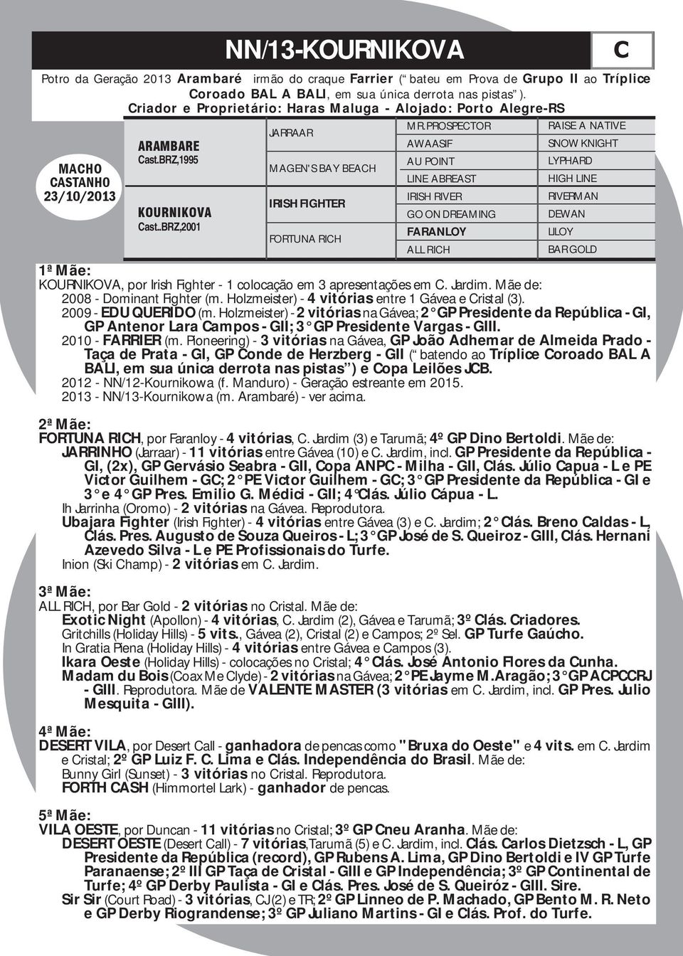 .BRZ,2001 JARRAAR MAGEN'S BAY BEACH IRISH FIGHTER FORTUNA RICH AWAASIF AU POINT LINE ABREAST IRISH RIVER GO ON DREAMING FARANLOY ALL RICH SNOW KNIGHT LYPHARD HIGH LINE RIVERMAN DEWAN LILOY BAR GOLD