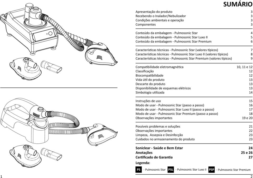 técnicas - Pulmosonic Star Premium (valores típicos) Compatibilidade eletromagnética Classificação Biocompatibilidade Vida útil do produto Descarte do produto Disponibilidade de esquemas elétricos