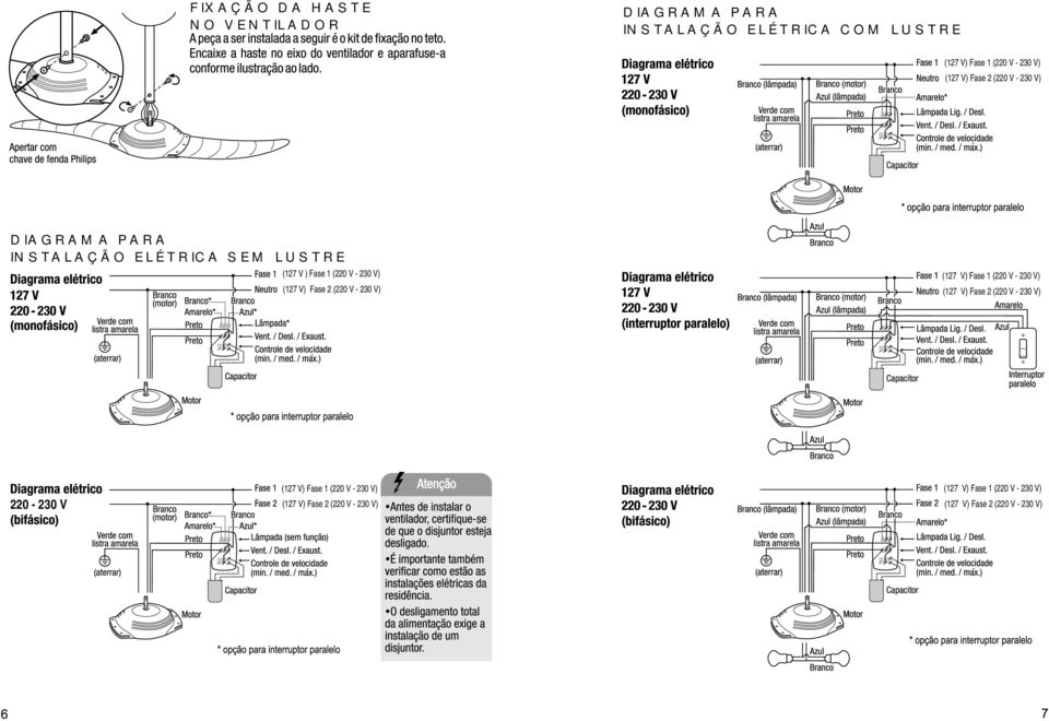 (127 V) Fase 2 (220 V - 230 V) (127 V) Fase 1 (220 V - 230 V) (127 V) Fase 2 (220 V - 230 V) 220-230 V (127 V)