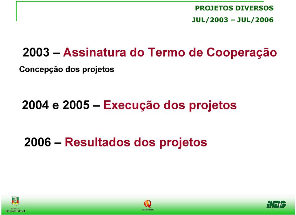 Concepção dos projetos 2004 e 2005