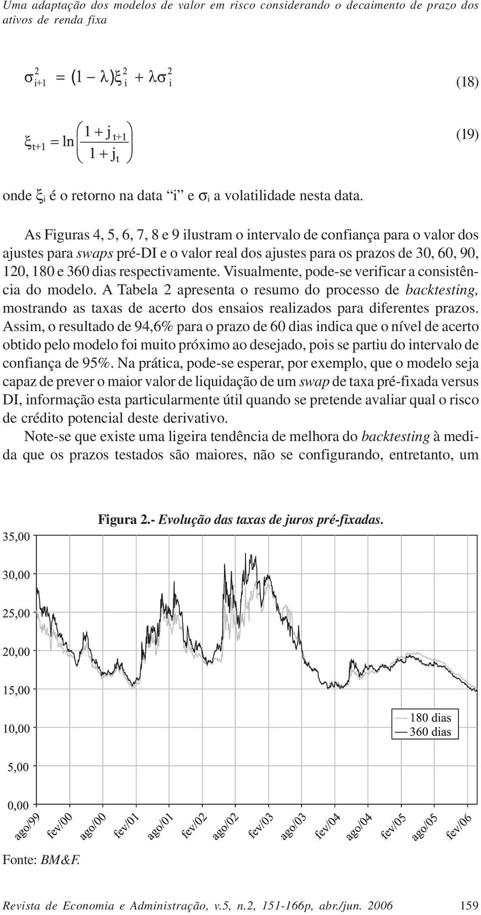 Visualmente, pode-se verificar a consistência do modelo. A Tabela 2 apresenta o resumo do processo de backtesting, mostrando as taxas de acerto dos ensaios realizados para diferentes prazos.