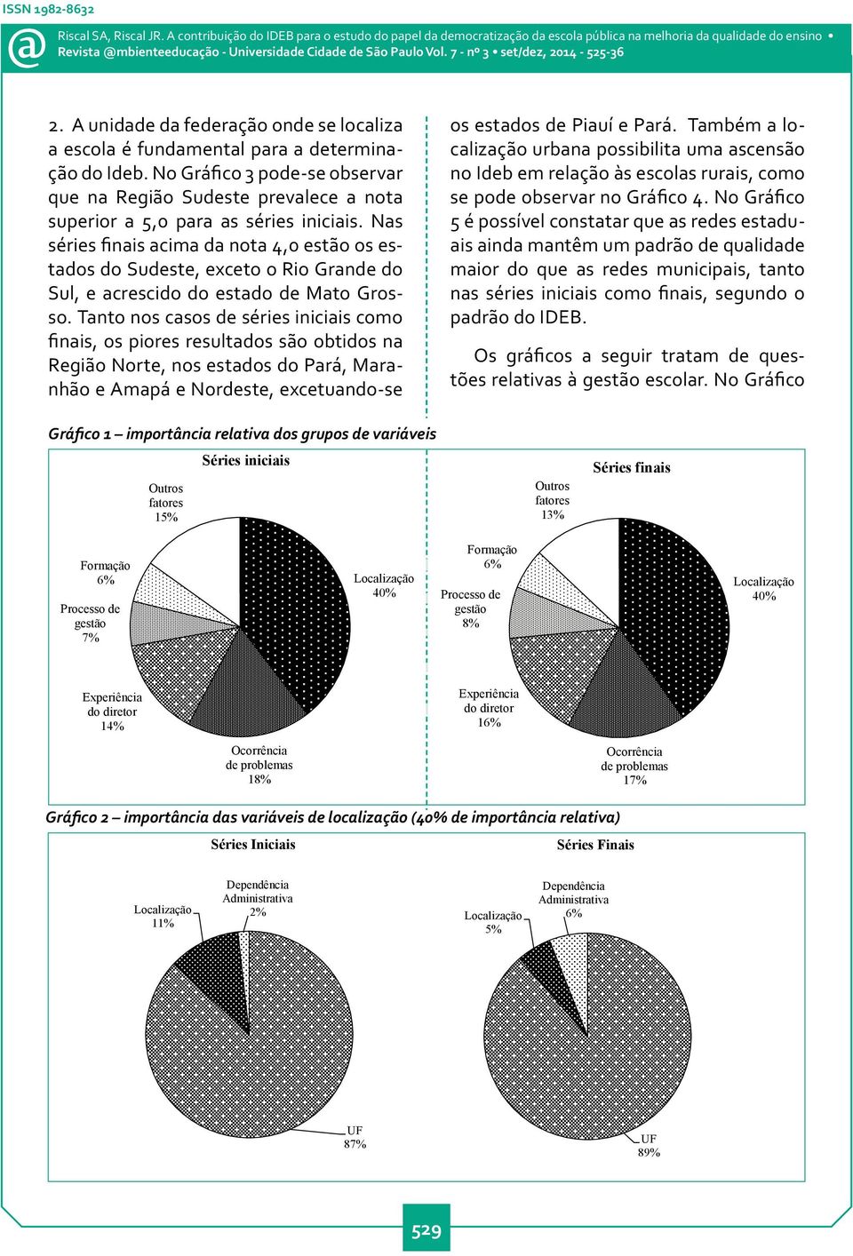 Nas séries finais acima da nota 4,0 estão os estados do Sudeste, exceto o Rio Grande do Sul, e acrescido do estado de Mato Grosso.