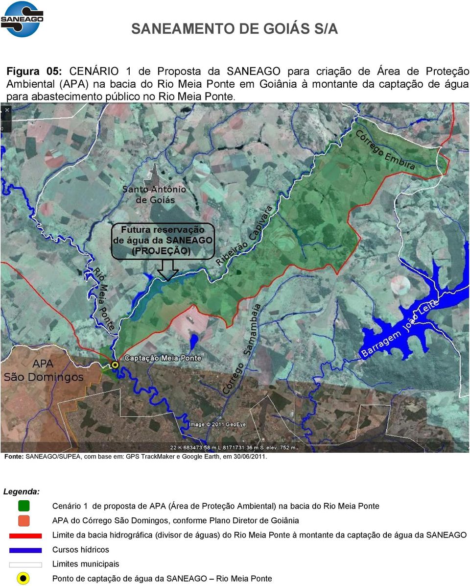 Cenário 1 de proposta de APA (Área de Proteção Ambiental) na bacia do Rio Meia Ponte APA do Córrego São Domingos, conforme Plano