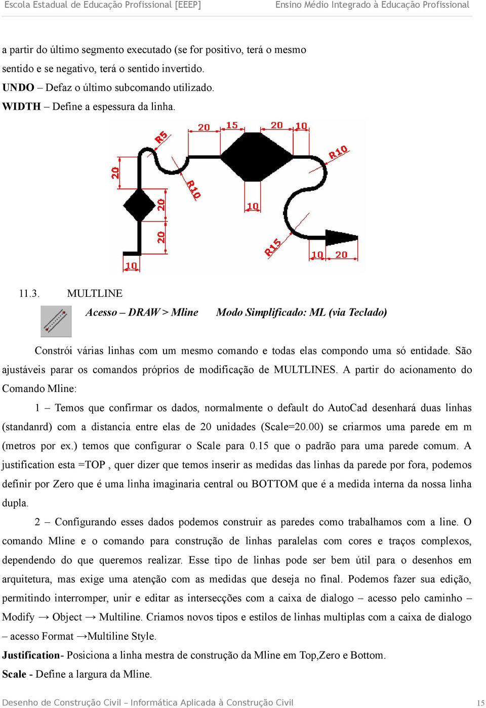 São ajustáveis parar os comandos próprios de modificação de MULTLINES.