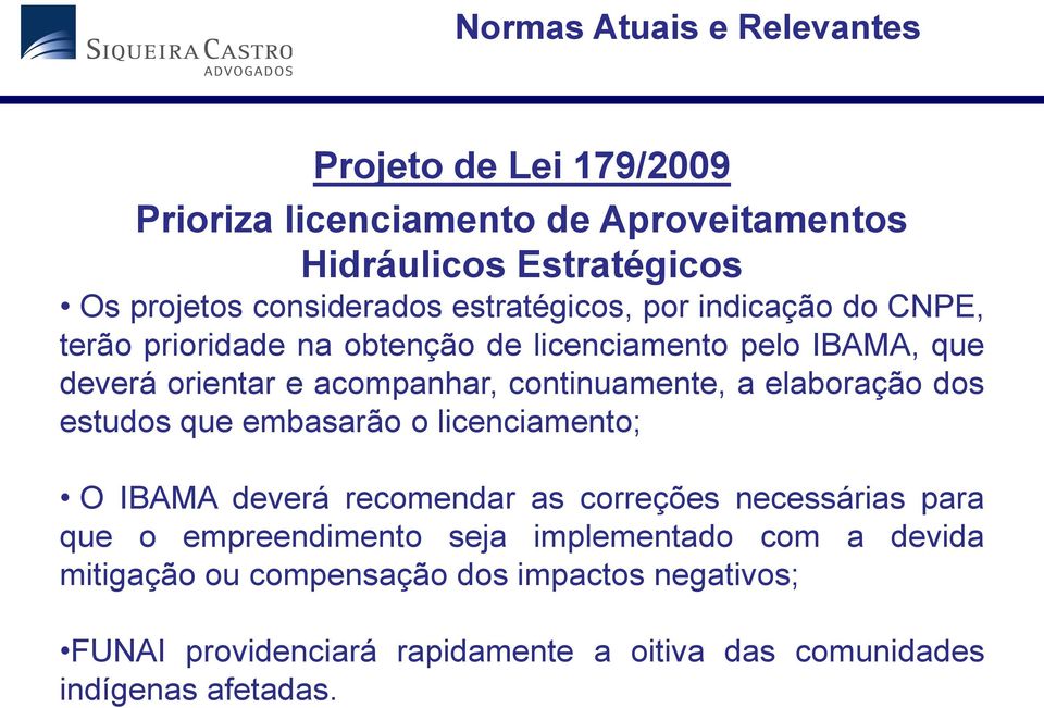 a elaboração dos estudos que embasarão o licenciamento; O IBAMA deverá recomendar as correções necessárias para que o empreendimento seja